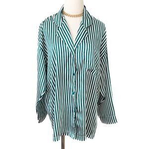 Vintage Victoria’s Secret gold label striped button down pajama top size Medium